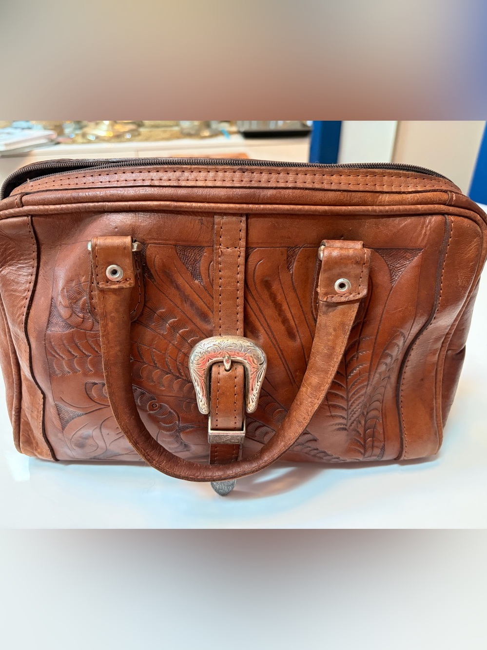 #811 Forgotten West Handmade Tooled 100% Leather Satchel/Crossbody Purse